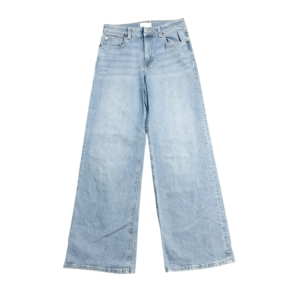 H&M High Rise Wide Leg Jeans Light Wash Denim Size 6 Straight Relaxed Fit - Picture 2 of 6